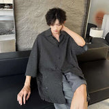 WIAOFELLAS  -  Fashion Summer Men's Plaid Loose Lapel Casual Shirts New Trendy Seven-quarter Sleeve Single-breasted Tops Male