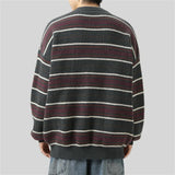 WIAOFELLAS  -  Men Smooth Striped Sweater Winter Knitted Jumpers Pullover Men Streetwear Hip Hop Harajuku Japan Style Patchwork Grey Sweaters