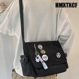 WIAOFELLAS  -  Korean Fashion Casual Big Bag Student School Bags for Teenage Girls Messenger Bag Shoulder Bag Crossbody Bags Women