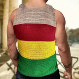 Wiaofellas  -  Men's Crochet Tank Top with Colorful Stripes Men's Contrast Color Thick Knit Sweater Casual Sleeveless Pullover Vest Summer Top