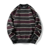 WIAOFELLAS  -  Men Smooth Striped Sweater Winter Knitted Jumpers Pullover Men Streetwear Hip Hop Harajuku Japan Style Patchwork Grey Sweaters