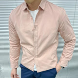 Wiaofellas  -  Spring  Men Business Solid Color Shirt Long Sleeve Slim Fit Hairstylist Shirts Men Office Tuxedo Shirt Social Herren Hemd