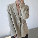 WIAOFELLAS  -  Trendy Men's Shoulder Pads Pockets Metal Plate Design Loose Coats Fashion Lapel Long Sleeves Casual Jackets Male
