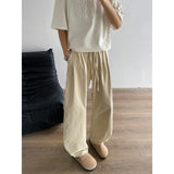 WIAOFELLAS  -  Lightweight Breathable White Linen Cotton Wide Leg Knife Pants Men Summer Casual Loose Fit Straight Leg Elastic Waisand