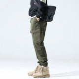 Wiaofellas  -  Trendy Brand Retro Khaki Work Pants Men Autumn and Winter American Loose Feet Casual Nine-point Pants Men