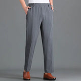 Wiaofellas  -  Men's Summer Middle-aged and Elderly Ice Silk Pants Daddy Outfit Casual Loose High Waist Deep Large Size Straight Thin Trousers