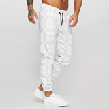 Wiaofellas  -  New Casual Mens Plaid Printed Pants Spring Autumn Fashion Drawstring Lace-up Pants Sports Fitness Men Running Jogging Pants