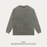 WIAOFELLAS  -  Vintage Men's Long Sleeved T-shirt Washed Loose Men's Autumn Pullover Outfit Unisex Pure Cotton 230g High Street Trendy T-shirt