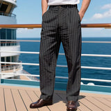 Wiaofellas  -  Men's Casual Pants Summer Thin Imitation Hemp Small Square Loose Beach Straight Sports Trousers