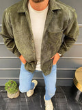WIAOFELLAS  -  Casual Lapel Corduroy Cardigan Men's New Autumn Solid Color Long-sleeved Jacket Fashionable Men's Casual Fashion Coat