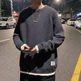 WIAOFELLAS  -  Mens Sweaters Fashion Casual Loose O Neck Oversize Harajuku Streetwear Knitwear Outwear
