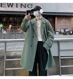 WIAOFELLAS  -  Korean Trend Men's Loose Casual Double-breasted Overcoat Autumn Winter Fashion New Long Sleeve Woolen Long Coat Cardigans Jacket