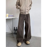 WIAOFELLAS  -  Spring Autumn Design Sense Niche Jeans Men Retro Large Pocket Casual Pants Loose Wide Leg Straight Leg Pants Men Clothing