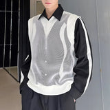 WIAOFELLAS  -  Niche Design Men's Tank Tops V-neck Sleeveless Mesh Casual Top Pullover Solid Color Loose Male Vests Sexy Clothing