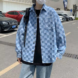 Wiaofellas  -  Baseball Jacket Men Jacket Trendy Boys Checkerboard Plaid Loose Men Jacket