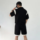 WIAOFELLAS  -  Plus Size Golf Tennis Short Sleeve Men's Polo Shirts + Shorts Summer 2 Piece Men Sports Sets Fashion Cotton V-Neck Mens Clothing