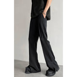 WIAOFELLAS  -  Brown Black Suit Pants Men Fashion Social Mens Dress Pants Korean Loose Straight Casual Flared Pants Mens Office Formal Trousers