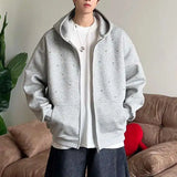 WIAOFELLAS  -  Niche Design Men's Hoodies Diamond Big Pcoket Zipper Contrast Color Casual Menswear Loose Hooded Male Sweatshirts