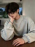WIAOFELLAS  -  Korean Loose Fit Thiened ey round Ne Sweater Men's Autumn Winter Fce Lined Knitted irt American Sle Base Layer