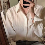 WIAOFELLAS  -  Mens Long Sleeve Shirt Stylish Casual Top Trendy Loose Fit Shirt Jacket