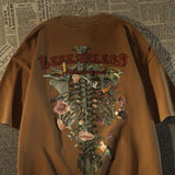 WIAOFELLAS  -  High Street Casual Flower Skeleton Design Men's T-shirt Summer Classic Short Sleeve O-collar Letter Cotton Male Handsome Top