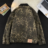 WIAOFELLAS  -  Ancient leopard print double-sided lamb fur jacket for men's winter casual lapel lamb jacket Man jacket