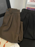 WIAOFELLAS  -  New Summer Men Fashion Solid Color Leisure Suit Shorts Men's Loose Wide-leg Shorts Male High Waist Pockets Short Pants K826