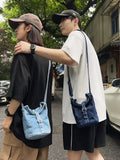 WIAOFELLAS  -  Denim messenger bag men's shoulder bag women's new design niche design fashion brand student mobile phone bag