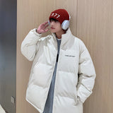 Wiaofellas  -  Thicken Solid Color Mens Parkas Oversized Warm Winter Leather Coats Harajuku Fashion Women Loose Cotton Padded Jackets