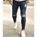 WIAOFELLAS  -  Plus Size S-3XL Men Ripped Jeans Spring Autumn Fashion Casual Washed Slim Skinny Pencil Long Denim Pants Streetwear