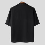 WIAOFELLAS  -  Men Shirt Flower Printing Lapel Short Sleeve Loose Summer Men Clothing Streetwear 2025 Korean Style Fashion Male Tops