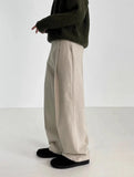 WIAOFELLAS  -  Autumn Winter Men's Cotton Wide Leg Floor Suit Pants Korean Casual Loose Straight  Thicken Full Length Trousers Male Keep Warm
