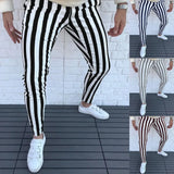 Wiaofellas  -  New Men's Pencil Pants Fashion Classic Casual Striped Print Trousers Male Streetwear Business Sport Slim Pants Men Clothing