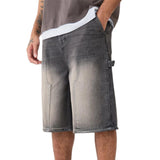 WIAOFELLAS  -  Men s Distressed Denim Shorts with Cargo Pockets and Relaxed Fit Knee-Length Pull-On Jeans