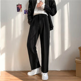 Wiaofellas  -  Spring Autumn New Men Korean Loose Straight Trousers Male Solid Color Wide-leg Pants Men Students Leisure Suit Trouser