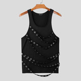 WIAOFELLAS  -  Men Tank Tops Patchwork O-neck Sleeveless Sexy Skinny Male Vests Summer 2025 Streetwear Fashion Men Clothing Tops S-5XL