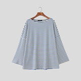 WIAOFELLAS  -  Men Striped T Shirt O-neck Long Sleeve Oversize Casual Male Tee Tops Streetwear Loose Fashion Men Clothing Camisetas