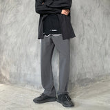 Wiaofellas  -  Back Men's Zipper Design Suit Pants New Casual Elastic Waist Straight Trousers Streetwear Niche Design Pants 2A0748
