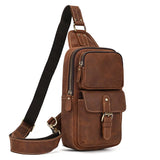 WIAOFELLAS  -  Luxury Male Chest Bags Genuine Leather Crossbody Bag Men Sling Chest Pack for Men Chest Bag Leather casual men one shoulder bag