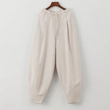 WIAOFELLAS  -  Autumn Mens Cotton Wide Leg Pants Men Solid Color Oversized Jogger Trousers Male Elastic Waist Streetwear Hanfu Linen Pants