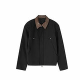 WIAOFELLAS  -  retro color-blocking lapel jacket men's autumn new versatile loose casual shoulder pad workwear short jacket top