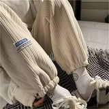 Wiaofellas  -  Winter Fleece Baggy Harem Sweatpants For Men 2026 New Korean Fashion Drawstring Trousers Y2K Vintage Streetwear Joggers Pants