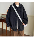 WIAOFELLAS  -  New Blue Denim Jacket Men Vintage Jean Coats Streetwear Fashion Casual Men Jean Jackets Solid Color Turn Down Collar Denim Coats