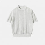 WIAOFELLAS  -  Men's Knitted Solid Color Short-Sleeved T-Shirt American Fashion Trend Casual Simple Loose Breathable Summer New Men's Tops