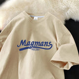 WIAOFELLAS  -  New Summer Cotton Short-sleeved Shirt Men Women Loose Versatile Fashion English Printing Trend Round Neck Half-sleeved Aesthetic