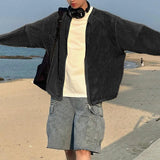 WIAOFELLAS  -  Men Shirt Mesh Transparent Long Sleeve Zipper Korean Oversize Men Clothing Streetwear Fashion Tops Male Cardigan