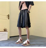Wiaofellas  -  Fashionable Side Striped Sports Shorts Men's Loose Mid-trousers Handsome Straight Five-point Pants
