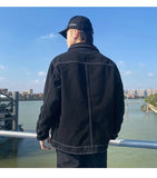 Wiaofellas  -  Denim Jacket Men's Spring and Autumn Style Trendy Handsome Loose and Versatile Japanese Men's Trendy Autumn Work Jacket