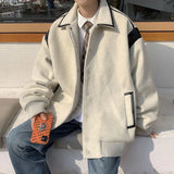 WIAOFELLAS  -  American Retro Patchwork Contrasting Lapel Jacket Men's Casual Trend Versatile Baseball Jacket Top