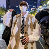 WIAOFELLAS  -  New Autumn Winter Fashion Trend Casual Vneck Cardigan Vest For Men Highquality Korean Version Loose Comfortable Versatile Jacket